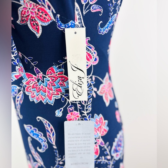 Eliza‎ J Navy Dress with Pink Floral Design - Picture 9 of 12